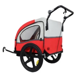 2-in-1 Double 2 Seat With 5-point Safety Harnesses Bicycle Bike Trailer Jogger Stroller For Kids Children Foldable Collapsible W/Pivot Front Wheel -OUTSUNNY Sale Store GUEST 97845560 e201 4647 96c3 c7e82b9d03e3