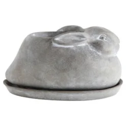 Storied Home Cement Rabbit Planter & Saucer: Farmhouse Style, No Assembly, Indoor/Outdoor Use -OUTSUNNY Sale Store GUEST 982f53b2 4c13 41c0 848c 4345890461f8