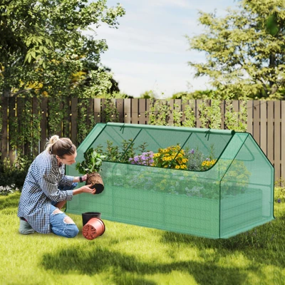 Aoodor 6 X 3 X 1 Ft Raised Garden Bed With Mini Greenhouse Kit, Metal Planter Box With 2 Roll-Up Zipper Doors For Vegetables, Herbs, And Flowers 1 Aoodor 6 X 3 X 1 Ft Raised Garden Bed With Mini Greenhouse Kit, Metal Planter Box With 2 Roll-Up Zipper Doors For Vegetables, Herbs, And Flowers