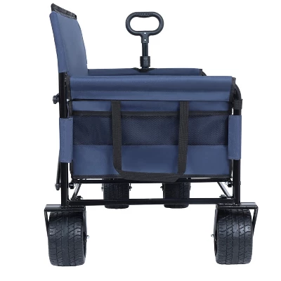 3-in-1 Convertible Folding Wagon Cart With Bench Seat & Storage - 500lbs Heavy-Duty Utility Wagon Dark Blue 6 3-in-1 Convertible Folding Wagon Cart With Bench Seat & Storage - 500lbs Heavy-Duty Utility Wagon Dark Blue - Image 6