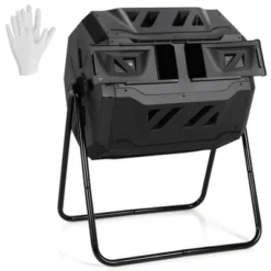 Costway Tumbling Composter 40 Gallon Garden Rotating Compost Bin With Dual Chamber Black/Green -OUTSUNNY Sale Store GUEST 9e366791 fd72 4153 8346 2be5b61badd6