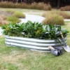 LuxenHome 6ft X 3ft Oval Galvanized Steel Raised Garden Bed Planter