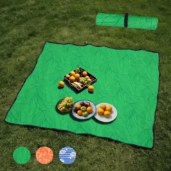 Heavy-Duty 480lbs Folding Wagon Cart With Bonus Picnic Mat - All-Terrain Beach Wheels, Drink Holders, Brakes & Side Pocket Green Line -OUTSUNNY Sale Store GUEST a00b3b2d d798 411e b1d9 30ae93c484a4