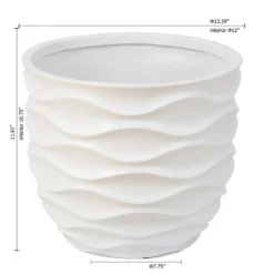 LuxenHome White MgO 11.6-Inch H Waves Round Planter -OUTSUNNY Sale Store GUEST a1484439 893c 4a69 ab43 b2188ed49cdd