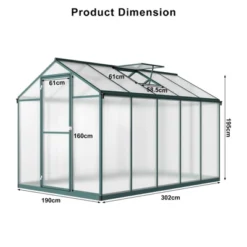 Heavy-Duty Greenhouse Aluminum Walk-In Greenhouse With Adjustable Ventilation And Lockable Door For Vegetables Herbs And Outdoor Plants Green