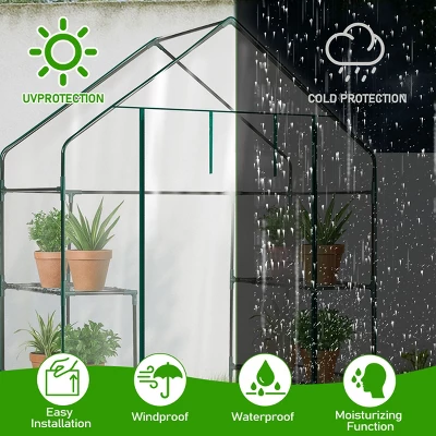 SEVOBAL Greenhouse Outdoor Durable PE Plant Green House For Frost Protection Shelf Clips Roll-up Zipper Door Walk-in For Planter, Clear, 98"*36"*9.5" 4 SEVOBAL Greenhouse Outdoor Durable PE Plant Green House For Frost Protection Shelf Clips Roll-up Zipper Door Walk-in For Planter, Clear, 98"*36"*9.5" - Image 4