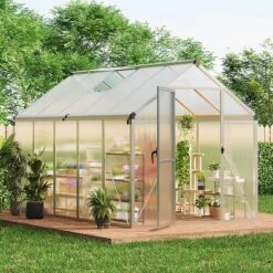 Acekool 6x10FT Aluminum Greenhouse - Polycarbonate Panels, Roof Vent & Sliding Door For Outdoor Gardening 21 Acekool 6x10FT Aluminum Greenhouse - Polycarbonate Panels, Roof Vent & Sliding Door For Outdoor Gardening -OUTSUNNY Sale Store GUEST a63d9271 f52f 4b0c 8b43 132e74263e20