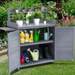 Garden Potting Bench Table, Outdoor Garden Horticultural Wooden Storage Cabinet, Solid Wood Planting Work Bench With Open Top -OUTSUNNY Sale Store GUEST a739a6e0 5a52 4688 a2c7 25824666cda9