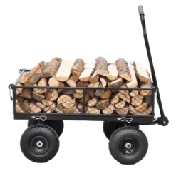 FURNIinspire Wheelbarrows And Lawn Carts Outdoor Steel Frame Wagon Cart Garden Cart, Ideal For Firewood And Yard Debris, Black, 40“*19"*40" -OUTSUNNY Sale Store GUEST aa71d35a 512c 4adb 8fcd 2d8ca2d88d82