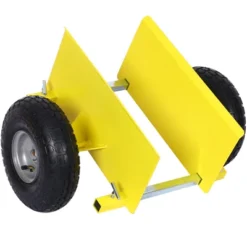 Flat Trolley,metal Flat Trolley With Pneumatic Wheels,600lb Capacity,yellow,for Heavy Equipment And Material Handling Of Drywall Panels