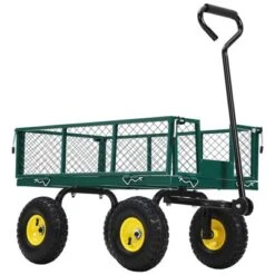 Heavy Duty Steel Garden Cart,550 LBS Capacity 3-in-1 Pullable Metal Wagon With 10" Pneumatic Wheels,180°Rotating Handle & Removable Sides, Green -OUTSUNNY Sale Store GUEST ab8f834b 1e3d 4a4b ba7d 00389d9894e6