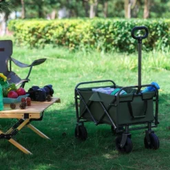 Collapsible Foldable Wagon Cart W/ Strapping System, Beach Wagon ,Utility Wagon Grocery Cart Camping Shopping Sports Gardeing Fishing Supports 225lbs -OUTSUNNY Sale Store GUEST ab986ef8 7695 49e1 9ee4 e75bae8c09c7