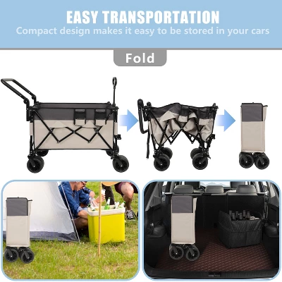 Multi-Functional Push-Pull Folding Wagon Cart With Rotating Handle & 360 All-Terrain Wheels ¨C Heavy-Duty, Adjustable Design, Large Capacity 2 Multi-Functional Push-Pull Folding Wagon Cart With Rotating Handle & 360 All-Terrain Wheels ¨C Heavy-Duty, Adjustable Design, Large Capacity - Image 2