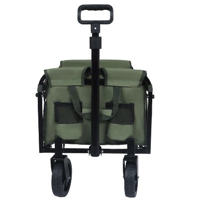 Expandable Dual-Layer Utility Wagon With 100% Extra Space - Grocery CartSupports 225lbs, Army Green 2 Expandable Dual-Layer Utility Wagon With 100% Extra Space - Grocery CartSupports 225lbs, Army Green - Image 2