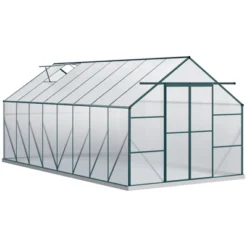 Outsunny Aluminum Greenhouse Polycarbonate Walk-in Garden Greenhouse Kit With Adjustable Roof Vent, Rain Gutter And Sliding Door -OUTSUNNY Sale Store GUEST b1d80fc6 9a25 4f68 b0e1 c24086b4c42a