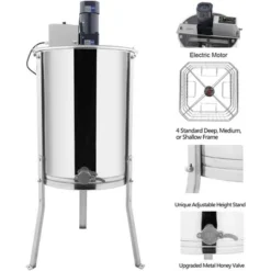 VINGLI Upgraded Electric 4 Frame Honey Extractor, Stainless Steel Honeycomb Spinner Drum With Adjustable Height Stands -OUTSUNNY Sale Store GUEST b361d2b6 e157 4e65 bf69 ba220a8c1ab0