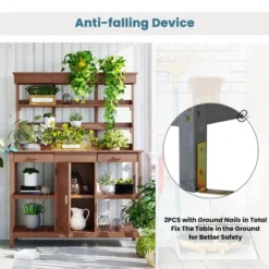 Whisen Outdoor Farmhouse Wooden Potting Bench Table, Garden Workstation With Drawers, Cabinet And Open Shelves -OUTSUNNY Sale Store GUEST b3a2584d c826 4a90 9687 5afa2bea3e69