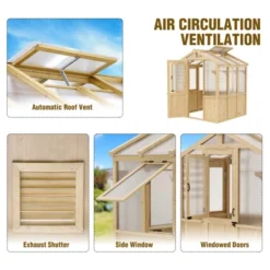 EAGLE PEAK Wooden Polycarbonate Walk-in Greenhouse, Cedar Hobby Green House With Roof Vent -OUTSUNNY Sale Store GUEST b5a9f4b9 1396 4f45 b680 ed405117eb15