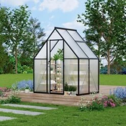 Aluminum-Framed Polycarbonate Greenhouse, Heavy Duty, With Quick Setup Structure And Roof Vent, Large Enhanced Aluminum GreenhouseKit For Outdoors -OUTSUNNY Sale Store GUEST b5e6c709 47f8 4e7b beb1 ed7901c9b1f3