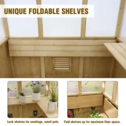 EAGLE PEAK Wooden Polycarbonate Walk-in Greenhouse, Cedar Hobby Green House With Roof Vent -OUTSUNNY Sale Store GUEST b76fcfc1 f6ab 4c02 9c4f 492cd4d87fc5