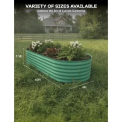2 Pack Steel Raised Garden Bed 10x4x1.5ft,Metal Deep Root Planter Box For Vegetables Flowers Herbs,Large Oval Garden Planting Bed,Easy To Assembly