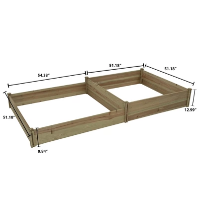 LuxenHome All Wood Two Sections Outdoor Raised Garden Bed Brown 3 LuxenHome All Wood Two Sections Outdoor Raised Garden Bed Brown - Image 3