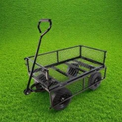 FURNIinspire Wheelbarrows And Lawn Carts Solid Wheels Tools Cart Wagon Cart, Metal Lawn Cart For Picnic, Shopping, Black, 37“*19"*45" -OUTSUNNY Sale Store GUEST b8efe977 47dd 4adb 91e2 0acba1341933