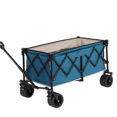 FURNIinspire Wheelbarrows And Lawn Carts Beach Wagon Lawn Cart Garden Cart, Heavy Duty Folding Utility Yard Cart, Blue, 20.87"*42.91"*32.68" 3 FURNIinspire Wheelbarrows And Lawn Carts Beach Wagon Lawn Cart Garden Cart, Heavy Duty Folding Utility Yard Cart, Blue, 20.87"*42.91"*32.68" - Image 3