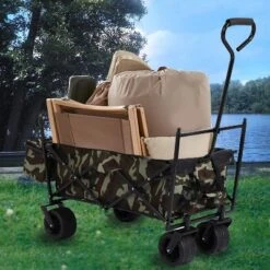 Acekool Foldable Outdoor Utility Wagon With Canopy, 262lbs Capacity, 7" All-Terrain Wheels, Pockets, Portable Cart For Beach, Camping, Garden -OUTSUNNY Sale Store GUEST bbdd3c12 0a3a 49d6 80fa 56d74b3a04aa