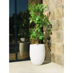 Rosemead Home & Garden, Inc. Concrete Outdoor Planter Pot White 17"x17" -OUTSUNNY Sale Store GUEST bdae77a0 10b4 4f83 a0bb ffd9c30398eb