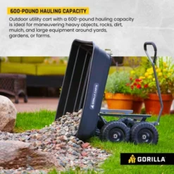Gorilla Carts 600 Pound Capacity Heavy Duty Poly Garden Landscape Outdoor Yard Hauling Utility Wagon Dump Cart With 10 Inch Pneumatic Tires, Black -OUTSUNNY Sale Store GUEST bdb8a5a6 5efb 47af 8f0d aefcaa1ae36d