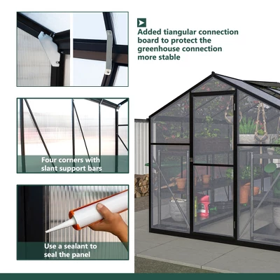 Greenhouse For Outdoors, Walk In Greenhouse With Lockable Door, Ventilation Window And Aluminum Frame For Backyard Balcony Garden Sunroom 4 Greenhouse For Outdoors, Walk In Greenhouse With Lockable Door, Ventilation Window And Aluminum Frame For Backyard Balcony Garden Sunroom - Image 4