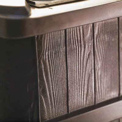 FCMP Outdoor WG4000 45 Gallon Wood Grain Outdoor Home Rain Water Catcher Barrel Flat Back Container With Spigots And Mesh Screen, Brown 3 FCMP Outdoor WG4000 45 Gallon Wood Grain Outdoor Home Rain Water Catcher Barrel Flat Back Container With Spigots And Mesh Screen, Brown - Image 3