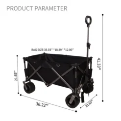 Folding Wagon Cart, Collapsible Wagon With 2 Cup Bags, Extra Cover, 4 Big Wheels, Telescopic Handle, Heavy Duty Utility Cart -OUTSUNNY Sale Store GUEST bfafe2a3 fa40 4a3a aa1b 0657e6657500