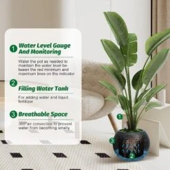 10.2" H X 13.5" Dia (10" Opening) Round Self-Watering Indoor Plant Pots With Drainage & Water Level Monitor, White Dot Design -OUTSUNNY Sale Store GUEST bfc3ab74 598e 4986 b115 341c10352776