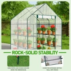 SEVOBAL Greenhouse Outdoor Durable PE Plant Green House For Frost Protection Shelf Clips Roll-up Zipper Door Walk-in For Planter, White, 99"*37"*14.5" -OUTSUNNY Sale Store GUEST c06e041b 8d39 4697 ab5a 61ae15991514