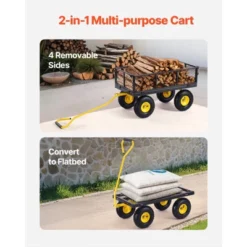 VEVOR 500 Lbs Steel Garden Cart, Heavy Duty Garden Wagon Cart Pullable On Wheels, Metal Yard Utility Wagon Carts With 10" All Terrain Tires, Black -OUTSUNNY Sale Store GUEST c1189202 cadb 4d6c b773 255988259d47
