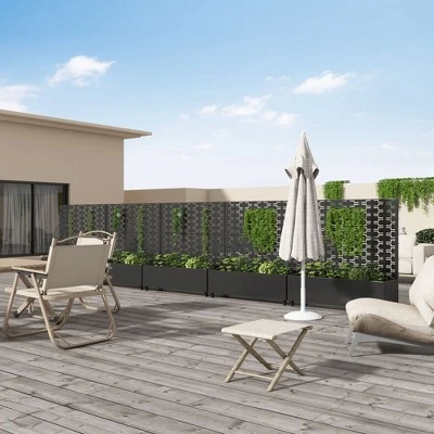 Wrought Iron Black Planter Box With Climbing Rack (Brick 01) 1 Wrought Iron Black Planter Box With Climbing Rack (Brick 01)