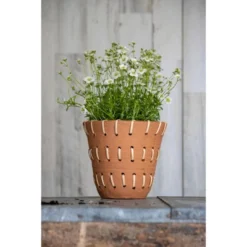 Natural Handthrown Terracotta Planter With Woven Rattan Accents - Foreside Home & Garden -OUTSUNNY Sale Store GUEST c3d18cb4 8734 4df7 b079 2429c2ba19ed