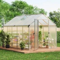 Acekool 6x10FT Aluminum Greenhouse - Polycarbonate Panels, Roof Vent & Sliding Door For Outdoor Gardening 23 Acekool 6x10FT Aluminum Greenhouse - Polycarbonate Panels, Roof Vent & Sliding Door For Outdoor Gardening -OUTSUNNY Sale Store GUEST c3e129cd e53b 45bb 8e39 a7c89690a1b2