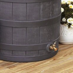 Good Ideas Rain Wizard 50 Gallon Plastic Outdoor Home Rain Barrel Water Storage Collector With Brass Spigot And Flat Back Design, Oak (3 Pack) -OUTSUNNY Sale Store GUEST c4f4948d 2c46 4b86 8dd1 00d586a6b9e1