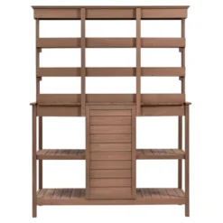Whisen Outdoor Farmhouse Wooden Potting Bench Table, Garden Workstation With Drawers, Cabinet And Open Shelves -OUTSUNNY Sale Store GUEST c5ef4f03 54b3 4a81 8c6c 270623eab781