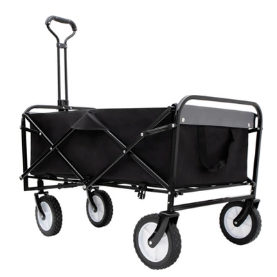 Collapsible Foldable Wagon Cart With Strapping System Beach Wagon Utility Cart Utility Wagon Grocery Car Black 4 Collapsible Foldable Wagon Cart With Strapping System Beach Wagon Utility Cart Utility Wagon Grocery Car Black - Image 4