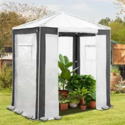 EAGLE PEAK 8x8 Portable Walk In Greenhouse , Heavy Duty Pop Up Green House, Front Roll Up Zipper Entry Door And Mesh Windows -OUTSUNNY Sale Store GUEST c73387ef 8941 4ead b4d9 89e597548548