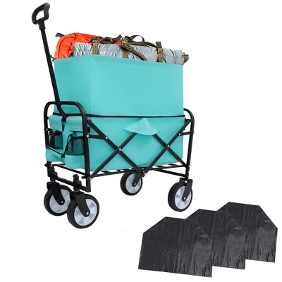 KTMBDW Collapsible Foldable Wagon Cart Beach Wagon Heavy Duty Utility Cart Utility Wagon Grocery Cart For Camping With 3pcs Plastic Liner Bag /Cover 13 KTMBDW Collapsible Foldable Wagon Cart Beach Wagon Heavy Duty Utility Cart Utility Wagon Grocery Cart For Camping With 3pcs Plastic Liner Bag /Cover - Image 13