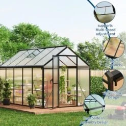 Homfan Greenhouse For Outdoors,Polycarbonate Greenhouse With Roof Vent, Aluminum Walk-in Greenhouse For Outside Garden Backyard, Patio, Lawn -OUTSUNNY Sale Store GUEST cb57f033 3f3f 4649 b5af 13a49b2933a5