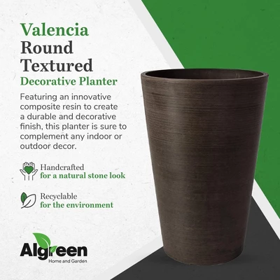 Algreen 16130 Valencia 12 X 18 Inch Round Taper Recycled Planter Pot, Chocolate 4 Algreen 16130 Valencia 12 X 18 Inch Round Taper Recycled Planter Pot, Chocolate - Image 4