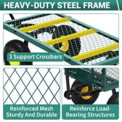Heavy Duty Steel Garden Cart,550 LBS Capacity 3-in-1 Pullable Metal Wagon With 10" Pneumatic Wheels,180°Rotating Handle & Removable Sides, Green -OUTSUNNY Sale Store GUEST cc9abbfc 4079 4a0c a62d 8bb3d9cc1c51