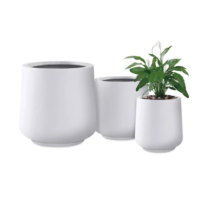 Rosemead Home & Garden 3pc Concrete Outdoor Planter Pots Chalk White 1 Rosemead Home & Garden 3pc Concrete Outdoor Planter Pots Chalk White