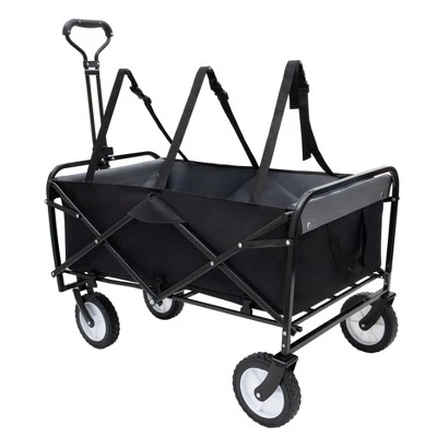 Collapsible Foldable Wagon Cart With Strapping System Beach Wagon Utility Cart Utility Wagon Grocery Car Black 1 Collapsible Foldable Wagon Cart With Strapping System Beach Wagon Utility Cart Utility Wagon Grocery Car Black